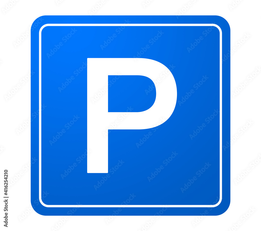 Blue square parking sign isolated on white Blue square parking sign isolated on white