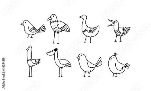 a cute little bird. pets animal cartoon coloring character collection for kids. easy funny animal drawing illustration for kids creativity. drawing guide book in vector design.
