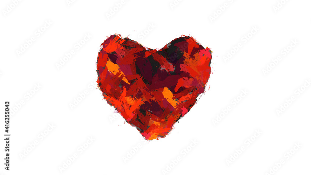 Heart on a white background. Stylized heart shape drawn with bold brush strokes