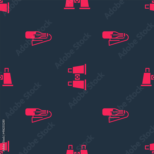 Set Cocktail molotov and Binoculars on seamless pattern. Vector.