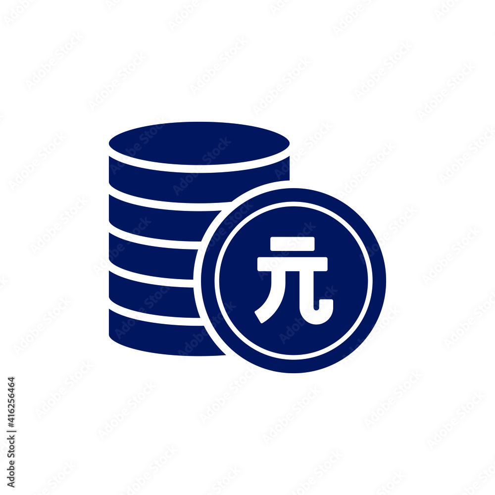 Stack of yuan local coins. Currency or money icon concept isolated on white background. Vector illustration Stack of yuan local coins. Currency or money icon concept isolated on white background. Vector illustration
