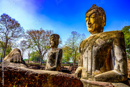 Ancient Buddha statue in Pra Khaeo Temple photo