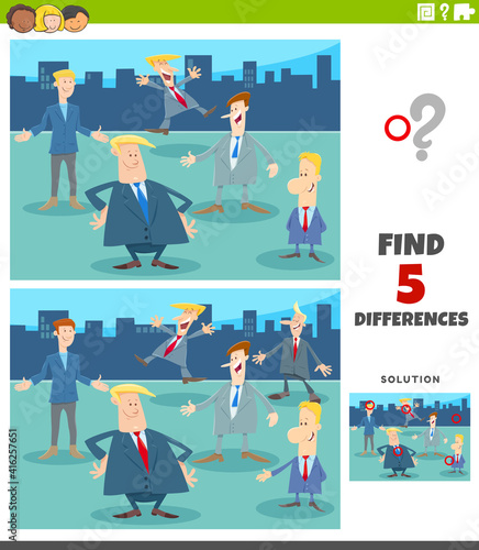 differences educational game with cartoon businessmen