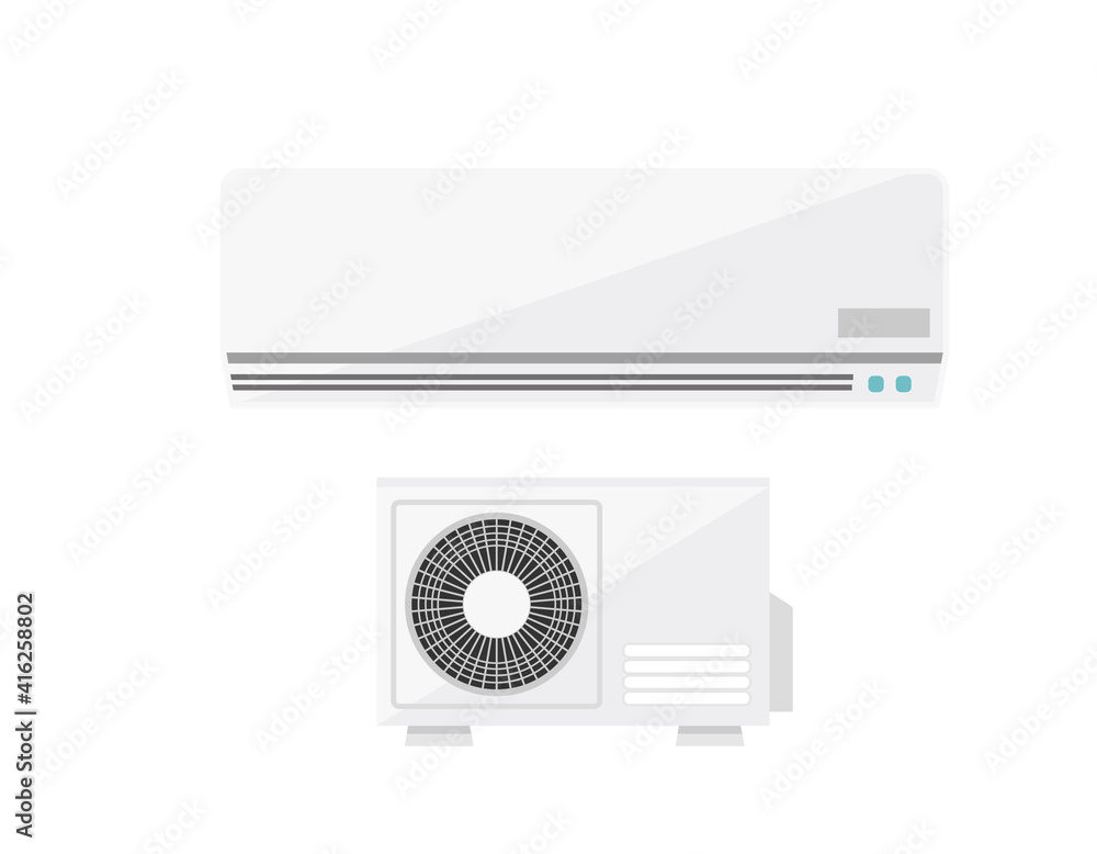 Obraz premium エアコンと室外機のベクターイラスト
