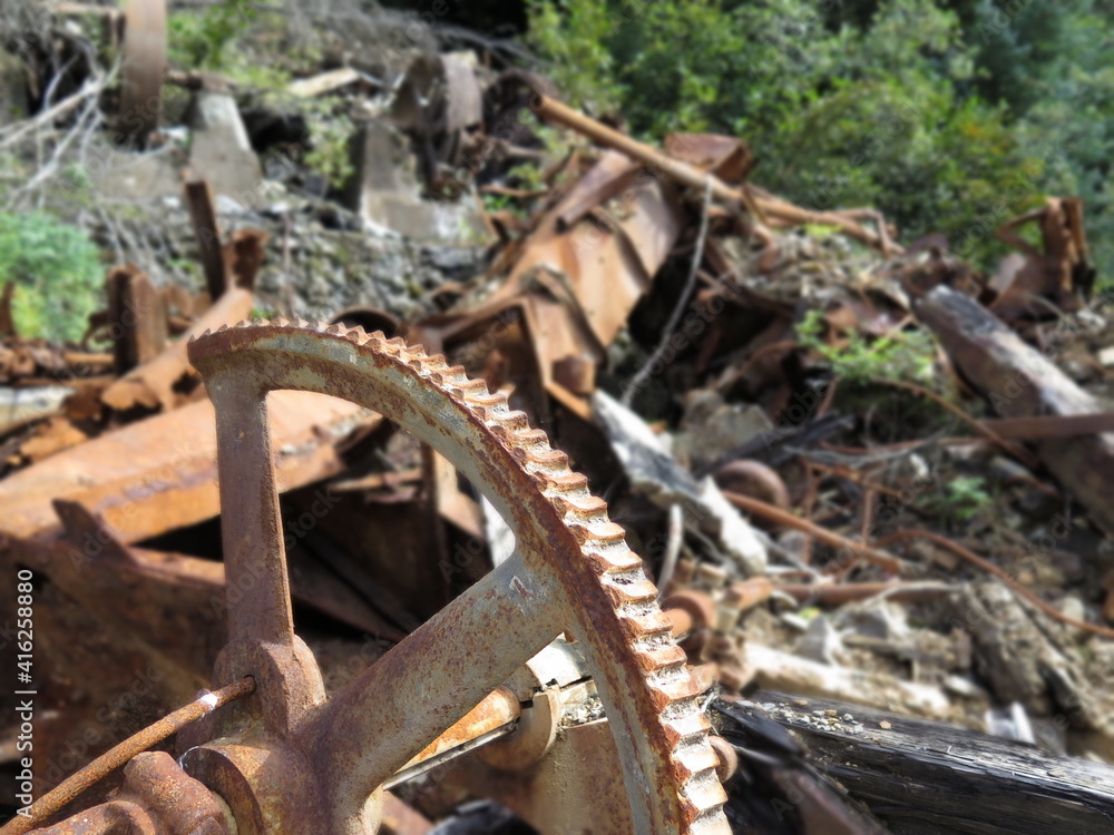 Fototapeta premium gold mining utensils close to the Salmon Glacier, Alaska, USA, September