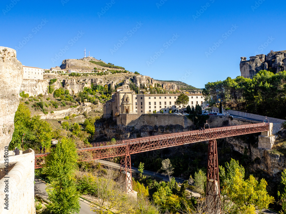 Iron bridge - Ancient Spain - Cuenca city on rocks cliffs