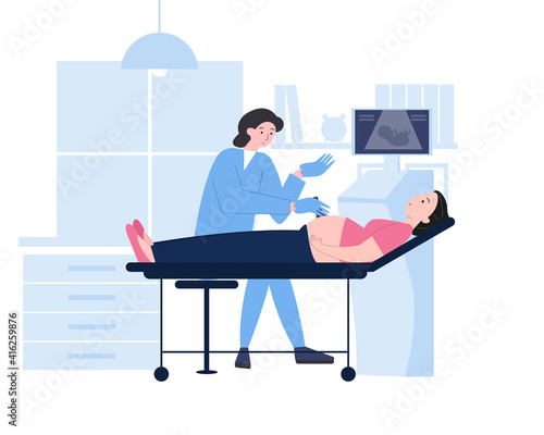 Pregnancy Ultrasonography or USG concept illustration