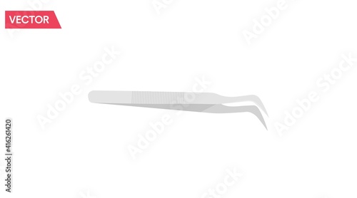 Metal tweezers. Vector isolated illustration of realistic metal tweezers
