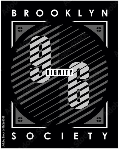 brooklyn society numbers, vector typography illustration graphic design for print