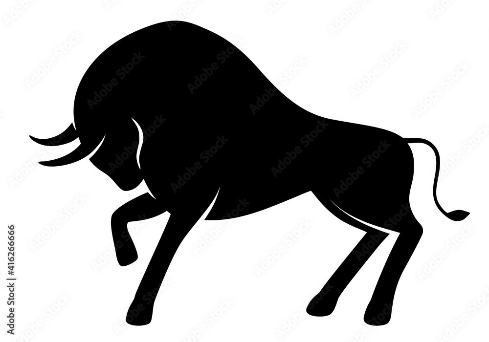 Stylish Bull logo design. Black Strong Wild Bull. Symbol of 2021 year