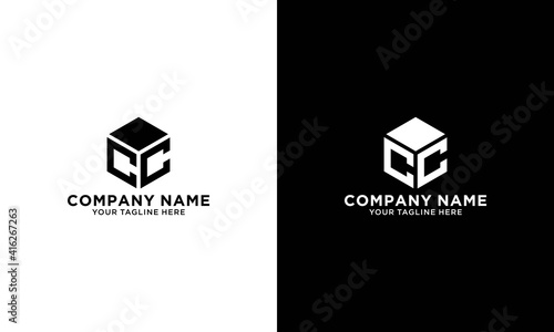 CC Initial Letter Logo Hexagonal Design, initial logo for business,