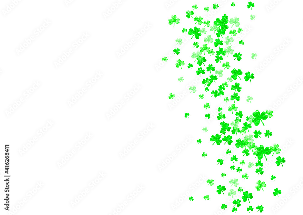 Saint patricks day background with shamrock. Lucky trefoil confetti. Glitter frame of clover leaves. Template for flyer, special business offer, promo. Festal saint patricks day backdrop. Saint patricks day background with shamrock. Lucky trefoil confetti. Glitter frame of clover leaves. Template for flyer, special business offer, promo. Festal saint patricks day backdrop.