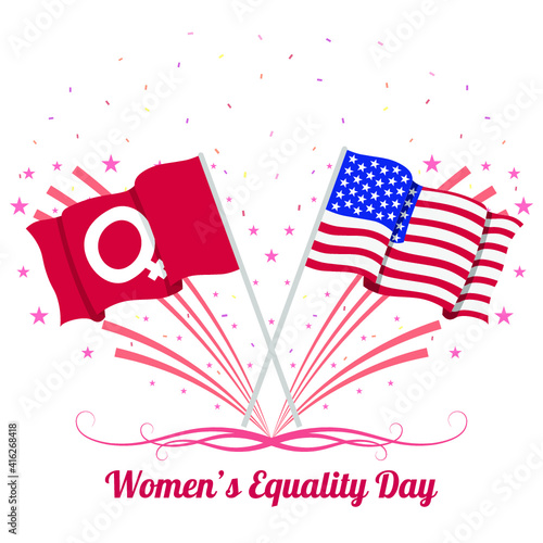 Vector illustration of Women's equality day celebration in the United States of America. The 26th of August.  