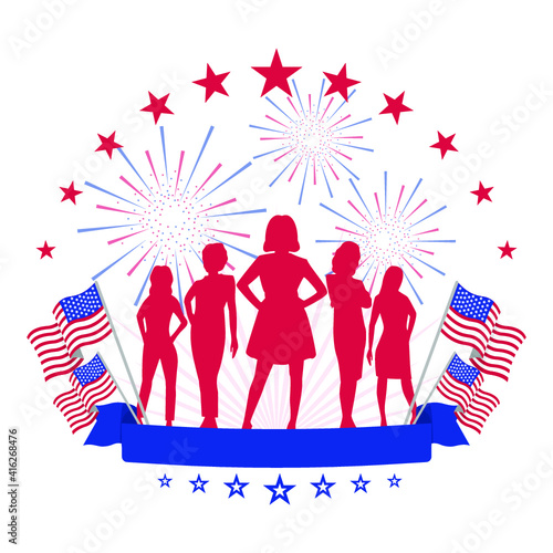 Vector illustration of Women's equality day celebration in the United States of America. The 26th of August.  