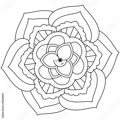 Simple Mandala Shape for Coloring. Vector Mandala. Circular. Flower. Oriental. Coloring Book Page. Outline.
