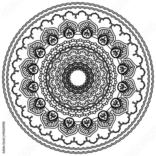 Simple Mandala Shape for Coloring. Vector Mandala. Circular. Flower. Oriental. Coloring Book Page. Outline.
