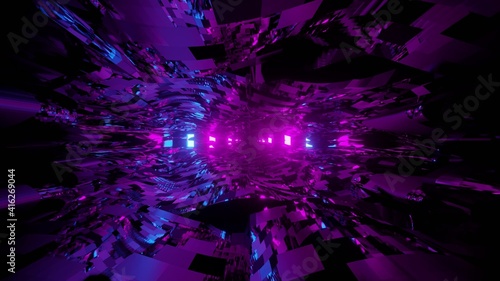 Abstract fuzzy 3d illustration of transparent waves against purple lights