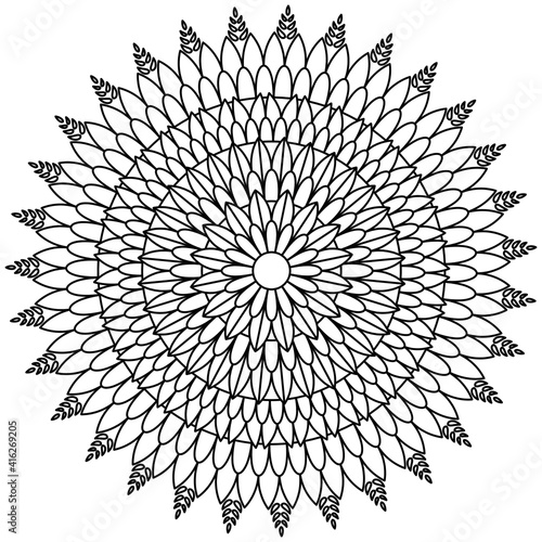 Simple Mandala Shape for Coloring. Vector Mandala. Circular. Flower. Oriental. Coloring Book Page. Outline.

