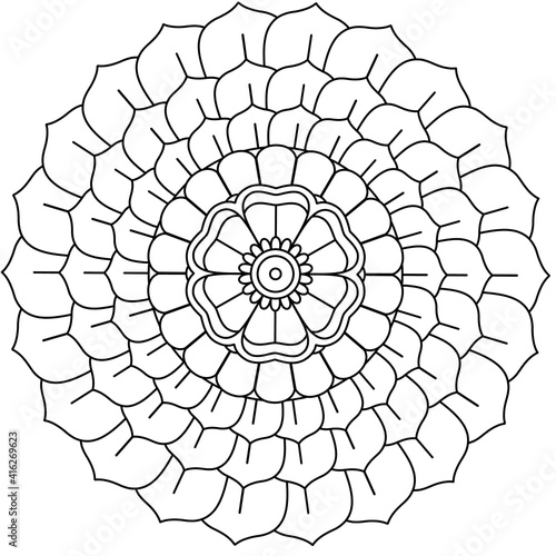 Simple Mandala Shape for Coloring. Vector Mandala. Circular. Flower. Oriental. Coloring Book Page. Outline.
