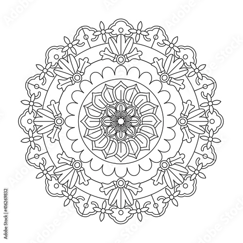 Simple Mandala Shape for Coloring. Vector Mandala. Circular. Flower. Oriental. Coloring Book Page. Outline.
