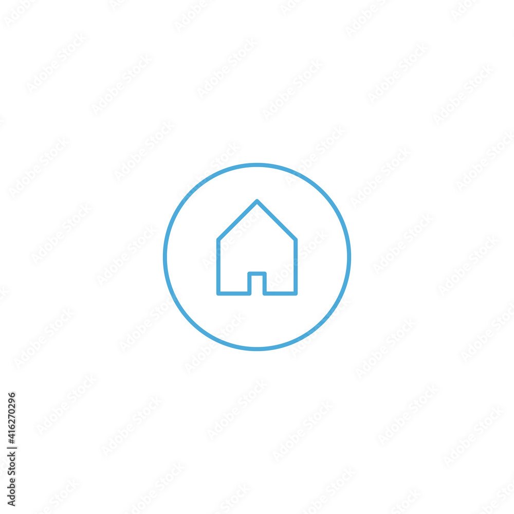 Linear Home circle button, house sign. Stock Vector illustration isolated on white background. Linear Home circle button, house sign. Stock Vector illustration isolated on white background.
