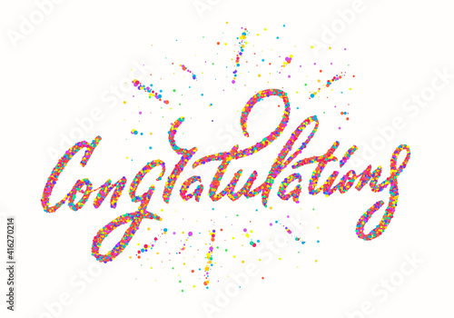 Congratulations. Vector handwritten lettering card.