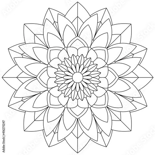Simple Mandala Shape for Coloring. Vector Mandala. Circular. Flower. Oriental. Coloring Book Page. Outline.
