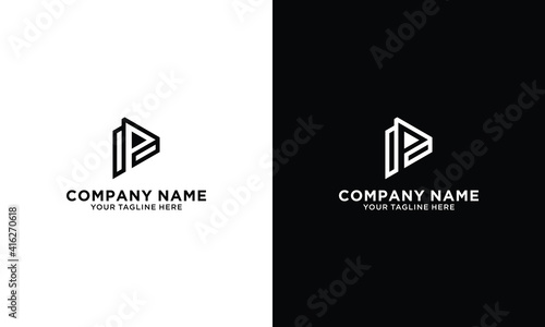 abstract line p play logo design inspiration on a black and white background.