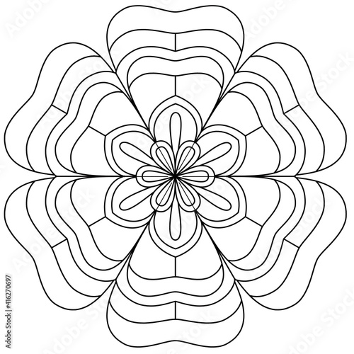 Simple Mandala Shape for Coloring. Vector Mandala. Circular. Flower. Oriental. Coloring Book Page. Outline.
