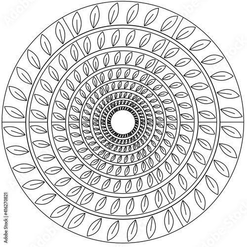 Simple Mandala Shape for Coloring. Vector Mandala. Circular. Flower. Oriental. Coloring Book Page. Outline.
