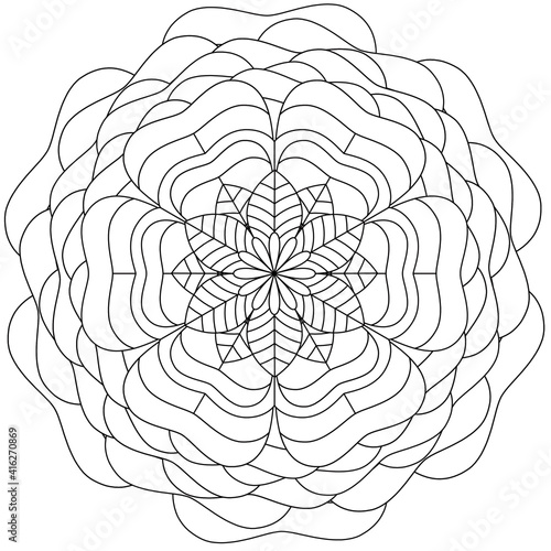 Simple Mandala Shape for Coloring. Vector Mandala. Circular. Flower. Oriental. Coloring Book Page. Outline.
