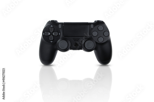 black gamepad for playing with shadow and reflection .isolate