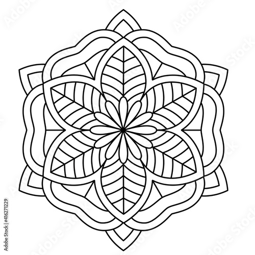 Simple Mandala Shape for Coloring. Vector Mandala. Circular. Flower. Oriental. Coloring Book Page. Outline.
