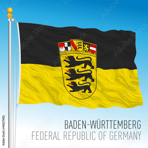 Baden Wurttenberg lander flag, federal state of Germany, europe, vector illustration