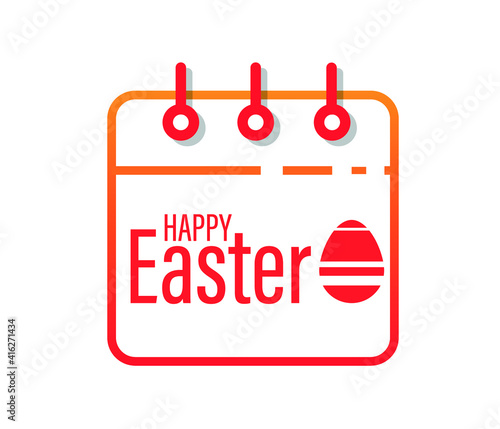 Easter calendar line and icon, Happy Easter and holiday, calendar vector icon, vector graphics, editable.
