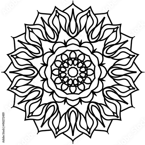 Simple Mandala Shape for Coloring. Vector Mandala. Circular. Flower. Oriental. Coloring Book Page. Outline.

