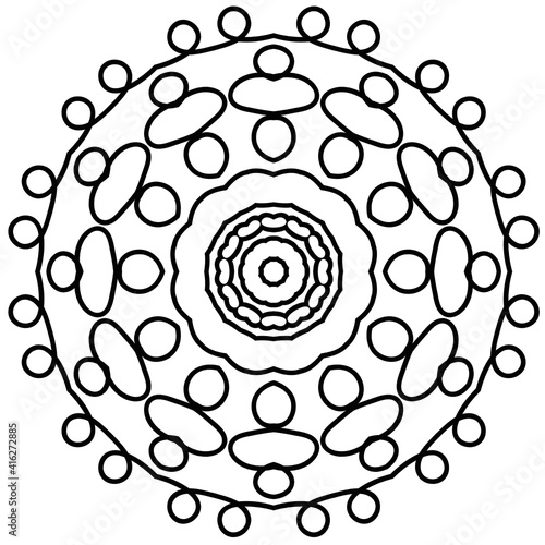 Simple Mandala Shape for Coloring. Vector Mandala. Circular. Flower. Oriental. Coloring Book Page. Outline.
