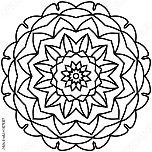 Simple Mandala Shape for Coloring. Vector Mandala. Circular. Flower. Oriental. Coloring Book Page. Outline.
