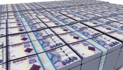 3D Large Stack of Tanzania 5000 Shilling Banknote