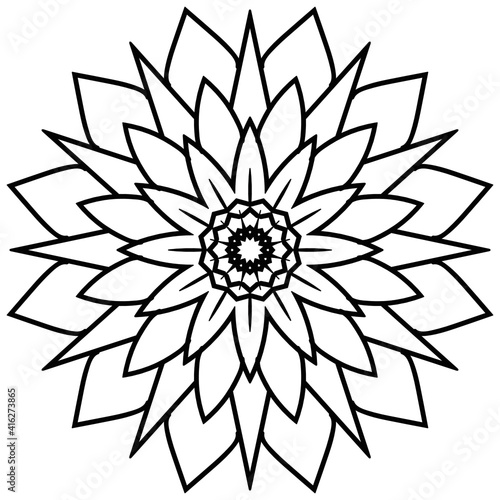 Beautiful Mandala Shape for Coloring. Vector Mandala. Christmas. Oriental. Book Page. Lines
