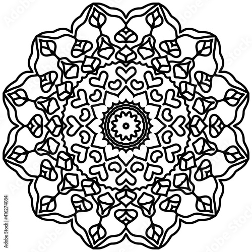 Beautiful Mandala Shape for Coloring. Vector Mandala. Christmas. Oriental. Book Page. Lines
