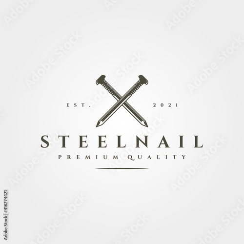 steel nail isolated icon logo vector vintage symbol illustration design
