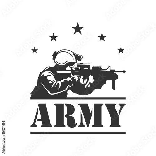 military army soldier logo design template, vector illustration.	
