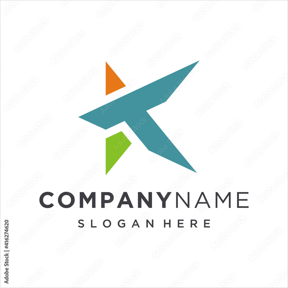 abstract star origami logo design template vector abstract star origami logo design template vector
