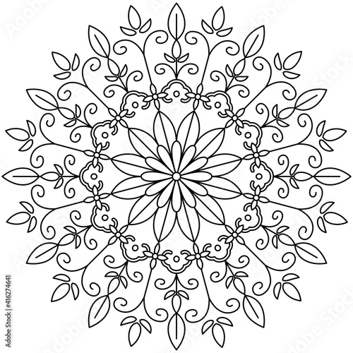 Beautiful Mandala Shape for Coloring. Vector Mandala. Christmas. Oriental. Book Page. Lines
