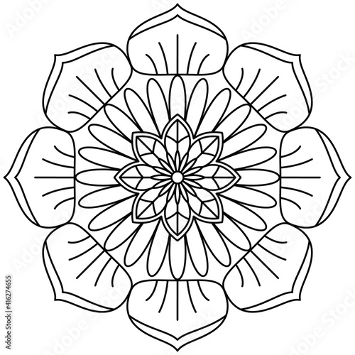 Beautiful Mandala Shape for Coloring. Vector Mandala. Christmas. Oriental. Book Page. Lines
