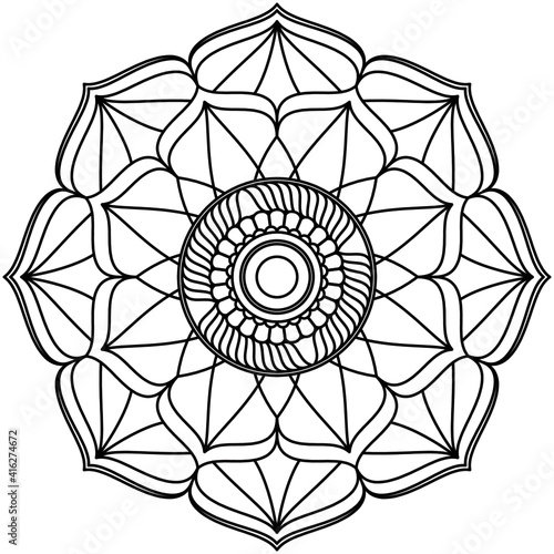 Beautiful Mandala Shape for Coloring. Vector Mandala. Christmas. Oriental. Book Page. Lines
