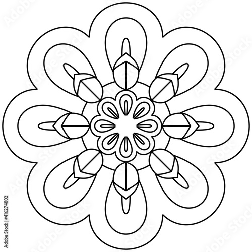 Beautiful Mandala Shape for Coloring. Vector Mandala. Christmas. Oriental. Book Page. Lines

