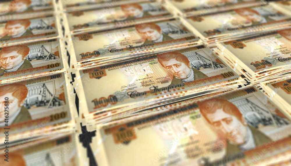 3D Bunch of Honduras 100 Lempiras Money Banknote 3D Bunch of Honduras 100 Lempiras Money Banknote