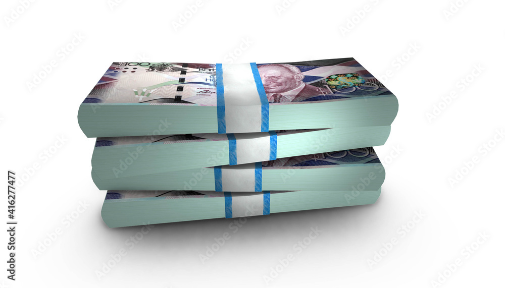 3D Stack Banknote of Barbados 100 Dollars Money 3D Stack Banknote of Barbados 100 Dollars Money